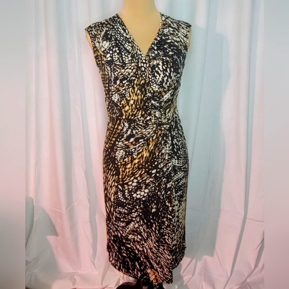 Jones New York Flattering Sleeveless Surplice Dress Office Wear to Work